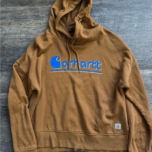 Carhartt Brown Hoodie with Blue Logo